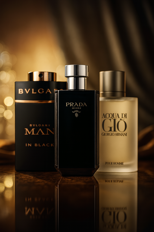 Set de 3 parfumuri: Bvlgari In Black, Giorgio Armani Acqua Di Gio, L'Homme Prada Intense 100ml
